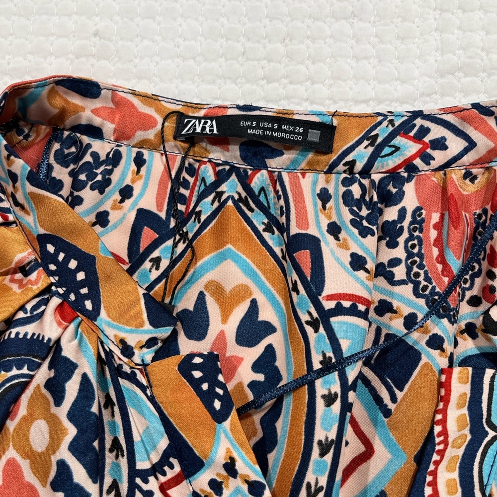 Zara Paisley Boho long Dress Size S Button Front boxy resortwear festival scarf - Picture 10 of 12